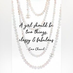 Luxury Coco Chanel pearls picture, print motivational quote wall art home decor